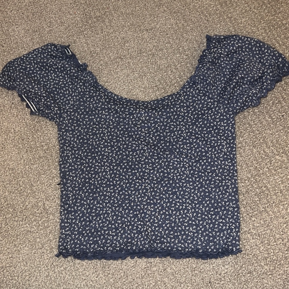 Floral Navy Blue American Eagle Women's Top - Picture 2 of 3